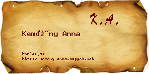 Kemény Anna névjegykártya