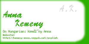 anna kemeny business card